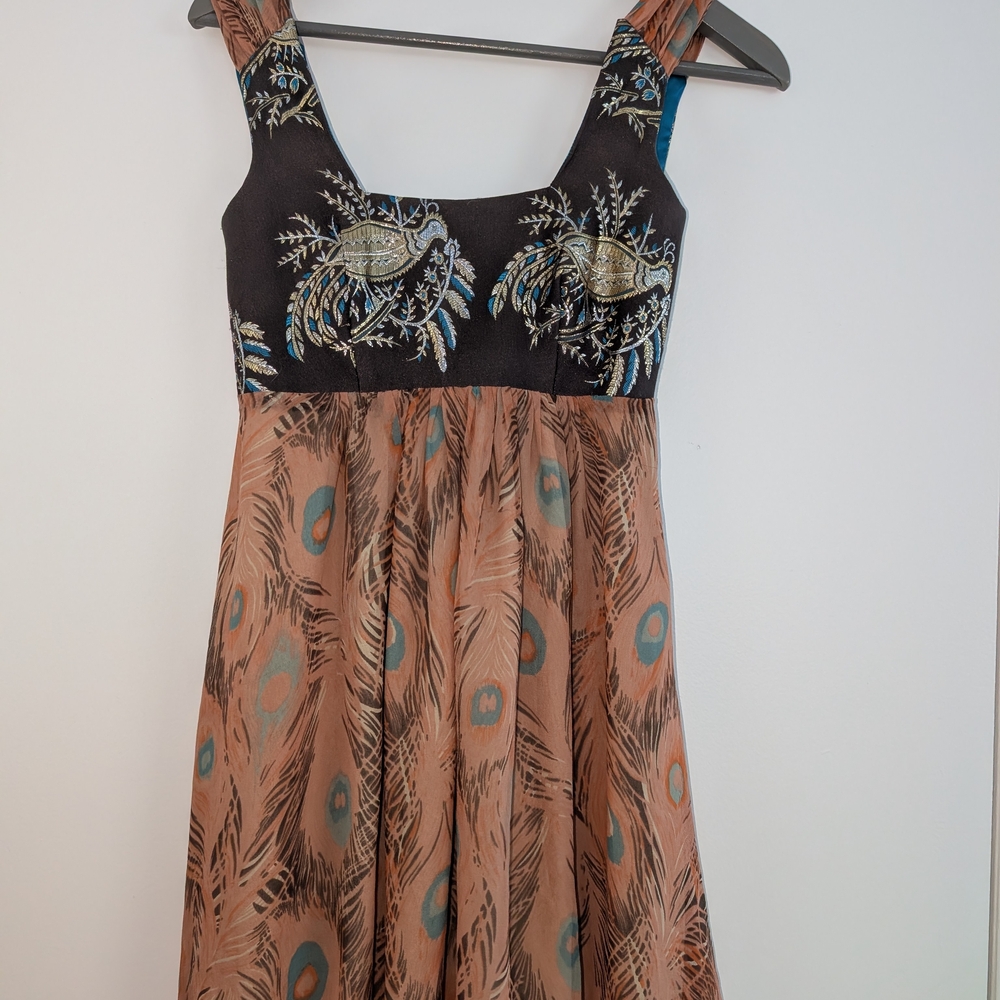 Elegant Black and Brown Embroidered Dress